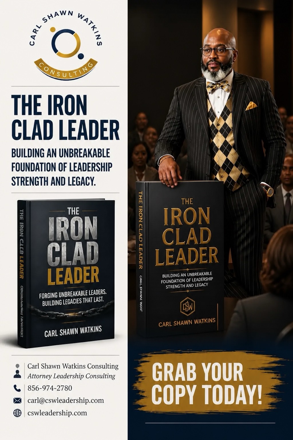 The Iron-Clad Leader by Carl Shawn Watkins — official promotional poster